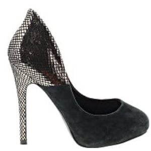 Aldo Black Suede and Metallic Snakeskin High Heels Size 39/ 8.5